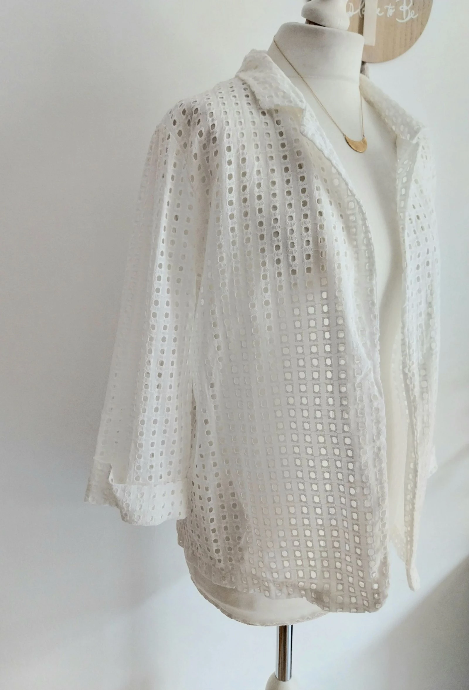 Chaqueta bohemia blanca ajourada 100% algodón Talla 40 Victoria – photo 5